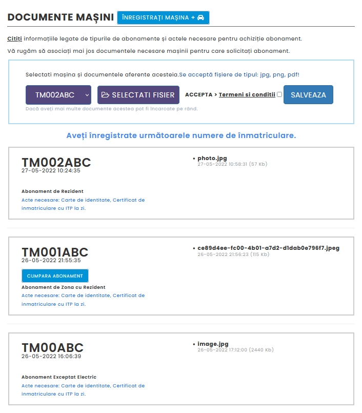 INREGISTRARE MASINA