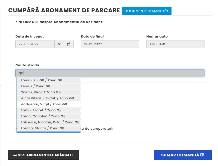 INREGISTRARE MASINA